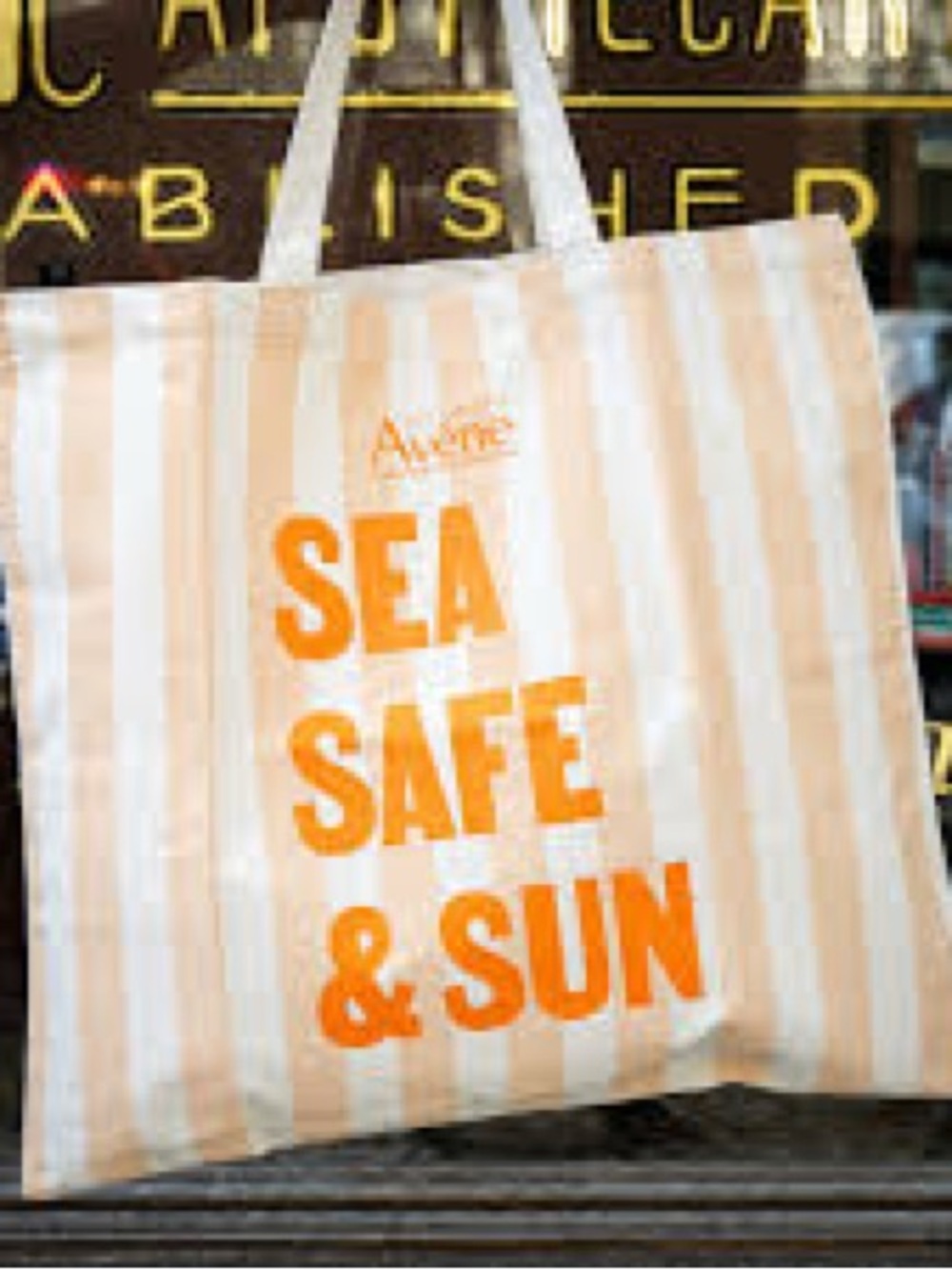 Avène Sea Safe & Sun Beige Stripe Tote Bag new NWT from France